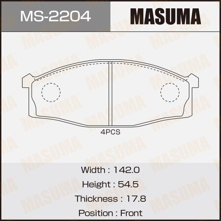 Колодки тормозные дисковые Masuma, MS-2204