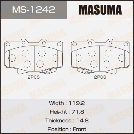 Колодки тормозные дисковые Masuma, MS-1242