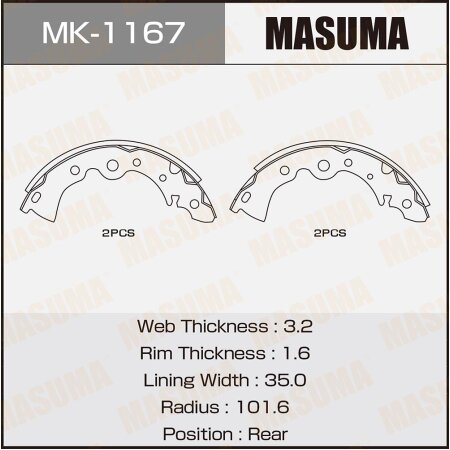 Колодки тормозные барабанные Masuma, MK-1167