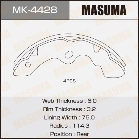 Колодки тормозные барабанные Masuma, MK-4428