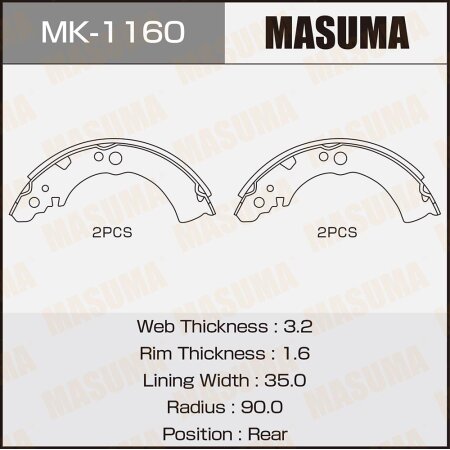 Колодки тормозные барабанные Masuma, MK-1160