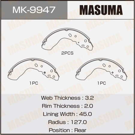 Колодки тормозные барабанные Masuma, MK-9947