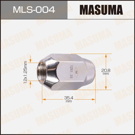 Гайка колесная Masuma M12x1.25(R)  под ключ 21, MLS-004