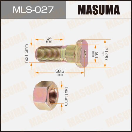 Шпилька колесная M19x1.5(R) Masuma, MLS-027