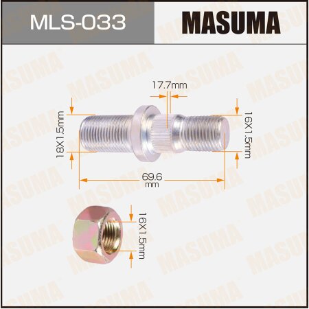 Шпилька колесная M16x1.5(R), M1:18x1.5(L) Masuma, MLS-033