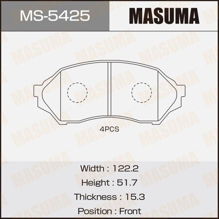 Колодки тормозные дисковые Masuma, MS-5425