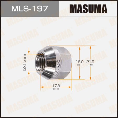Гайка колесная Masuma M 12x1.5(R) под ключ 19 открытая, MLS-197