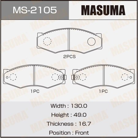 Колодки тормозные дисковые Masuma, MS-2105