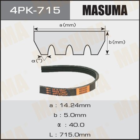 Ремень поликлиновый Masuma, 4 ручья, 715 мм, 4PK-715