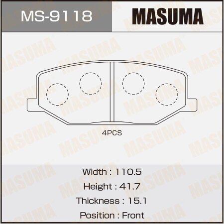 Колодки тормозные дисковые Masuma, MS-9118