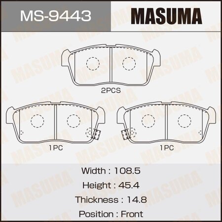 Колодки тормозные дисковые Masuma, MS-9443