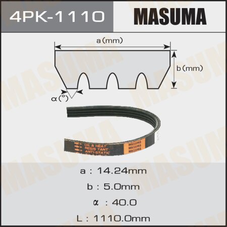 Ремень поликлиновый Masuma, 4 ручья, 1110 мм, 4PK-1110