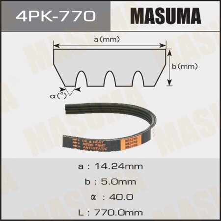 Ремень поликлиновый Masuma, 4 ручья, 770 мм, 4PK-770