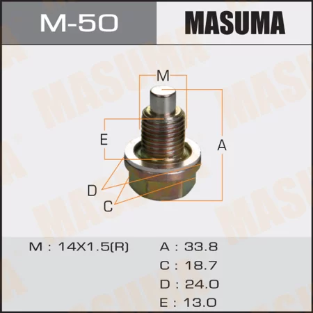 Болт (пробка) маслосливной Masuma с магнитом M14x1.5, шайба MDP-0036, M-50