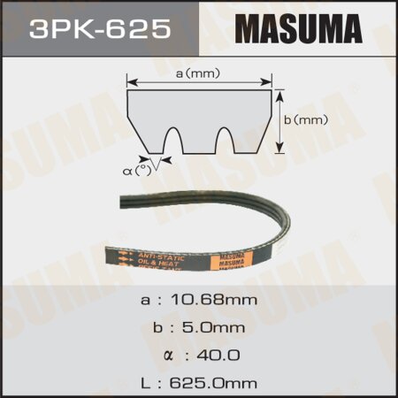Ремень поликлиновый Masuma, 3 ручья, 625 мм, 3PK-625