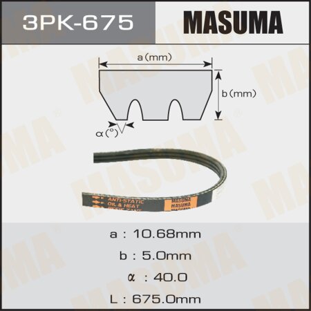 Ремень поликлиновый Masuma, 3 ручья, 675 мм, 3PK-675