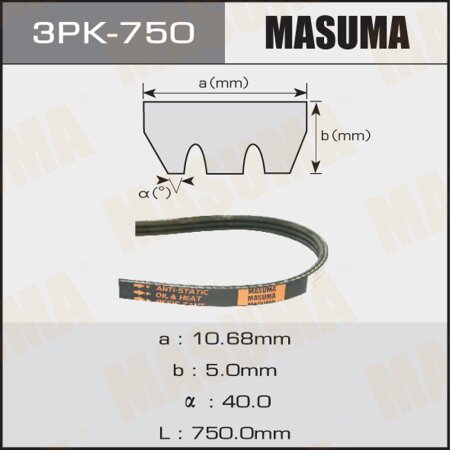 Ремень привода навесного оборудования Masuma, 3PK-750