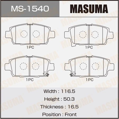 Колодки тормозные дисковые Masuma, MS-1540