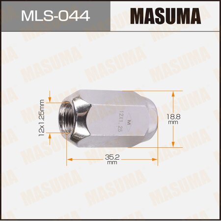 Гайка колесная Masuma M12x1.25(R) под ключ 19, MLS-044