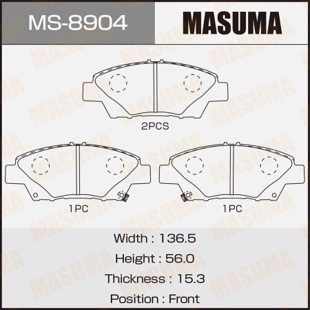 Колодки тормозные дисковые Masuma, MS-8904