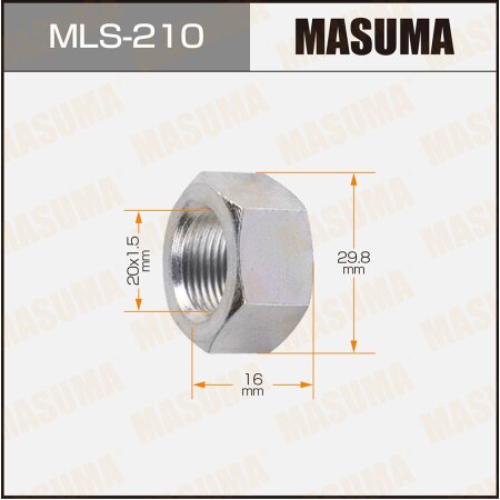 Гайка колесная Masuma M 20x1.5(R) под ключ 30 открытая, MLS-210