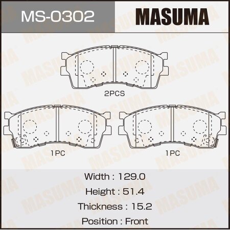Колодки тормозные дисковые Masuma, MS-0302
