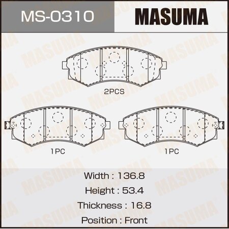 Колодки тормозные дисковые Masuma, MS-0310