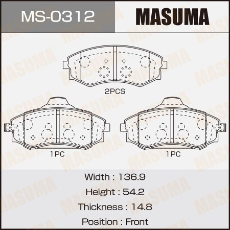 Колодки тормозные дисковые Masuma, MS-0312