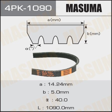 Ремень поликлиновый Masuma, 4 ручья, 1090 мм, 4PK-1090
