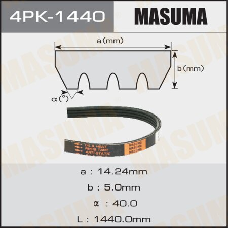 Ремень поликлиновый Masuma, 4 ручья, 1440 мм, 4PK-1440