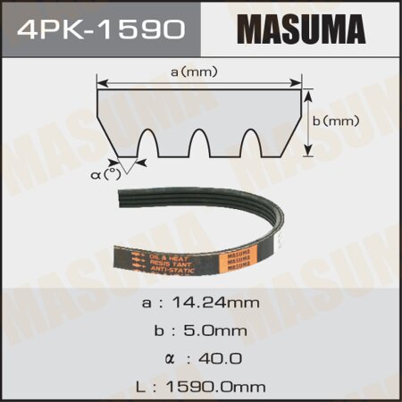 Ремень поликлиновый Masuma, 4 ручья, 1590 мм, 4PK-1590
