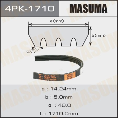 Ремень поликлиновый Masuma, 4 ручья, 1710 мм, 4PK-1710