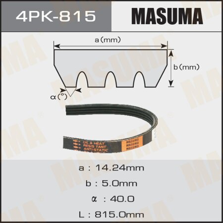 Ремень поликлиновый Masuma, 4 ручья, 815 мм, 4PK-815