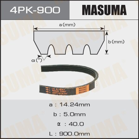 Ремень поликлиновый Masuma, 4 ручья, 900 мм, 4PK-900