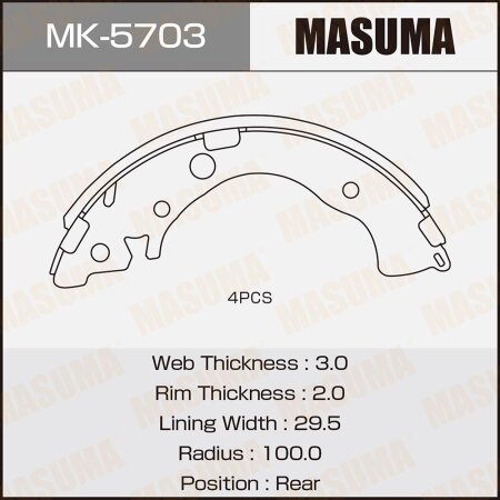 Колодки тормозные барабанные Masuma, MK-5703