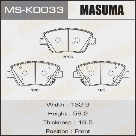 MASUMA MS-K0033, Колодки тормозные дисковые Masuma. Бренд автозапчастей ...