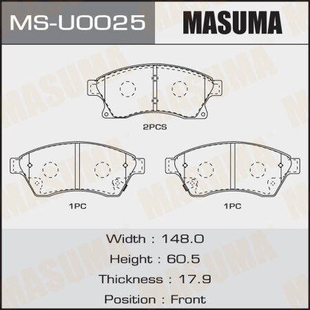 Колодки тормозные дисковые Masuma, MS-U0025