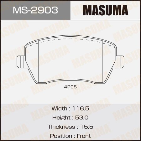 Колодки тормозные дисковые Masuma, MS-2903