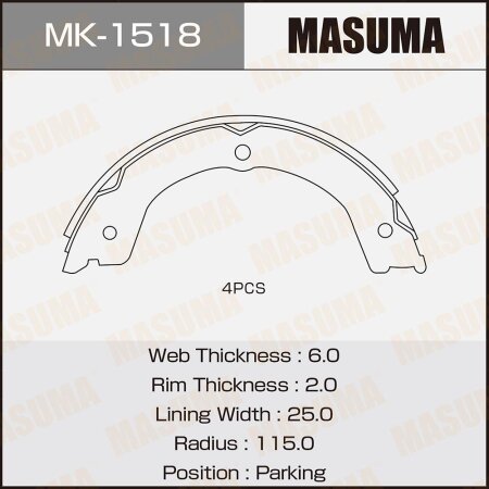 Колодки тормозные барабанные Masuma, MK-1518