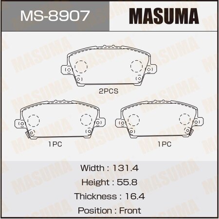 Колодки тормозные дисковые Masuma, MS-8907