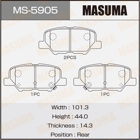 MASUMA MS-5905, Колодки тормозные дисковые Masuma. Бренд автозапчастей ...