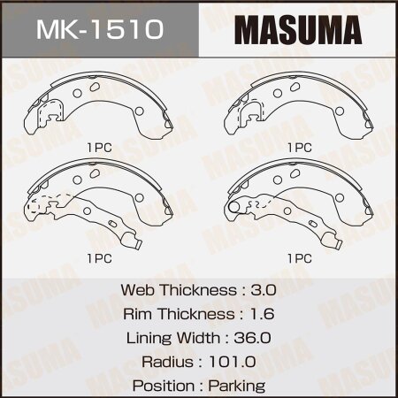 Колодки тормозные барабанные Masuma, MK-1510