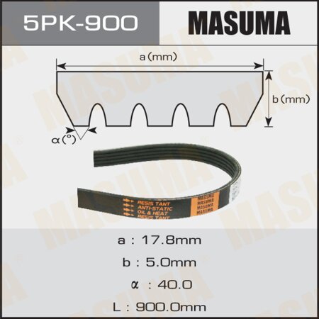 Ремень привода навесного оборудования Masuma, 5PK-900