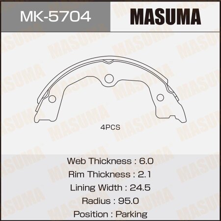 Колодки тормозные барабанные Masuma, MK-5704