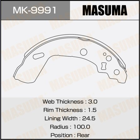Колодки тормозные барабанные Masuma, MK-9991