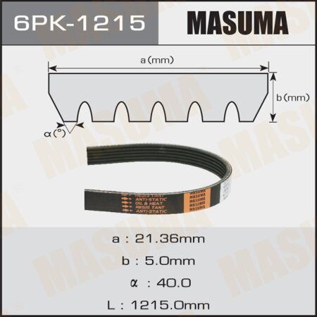 Ремень привода навесного оборудования Masuma, 6PK-1215