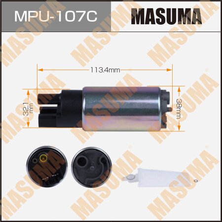 Насос топливный Masuma 100L/h, 3kg/cm2 (сетка в комплекте MPU-002), графитовый коллектор, MPU-107C