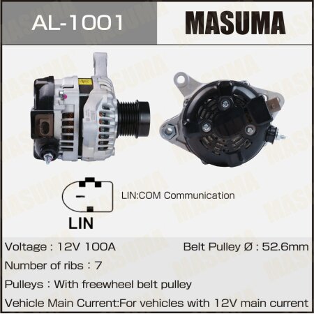 Генератор MASUMA, 12V/100A, AL-1001