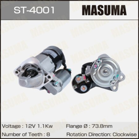 Стартер MASUMA, 12V/1.1KW, ST-4001