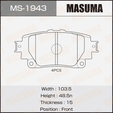 Колодки тормозные дисковые Masuma, MS-1943